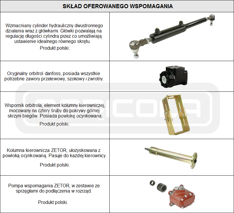 Hydrauliczny zestaw wspomagania kierownicy 7011 Zetor - obrazek 2